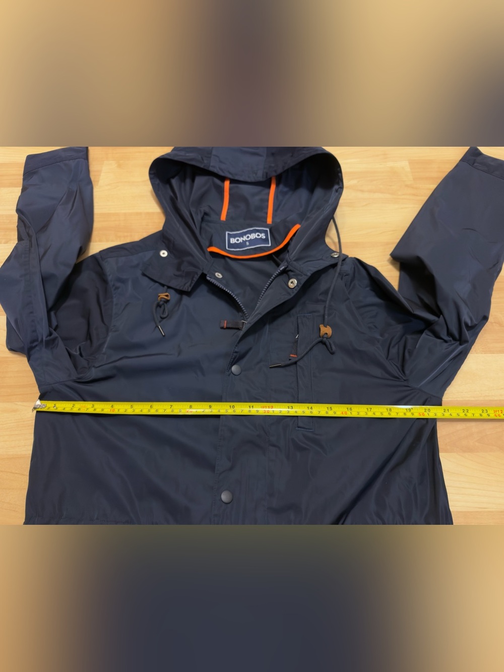 Men's Bonobos Navy Blue Nylon Rain Coat Jacket Size Small - Picture 7 of 9